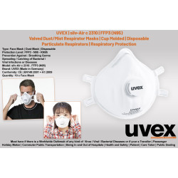 CORONA VIRUS COVID-19 Outbreak | Uvex Mask silv-Air c 2310 N99 > N95 FFP3 | GERMS Filter Dust Face Mask | Particulate Respirator | Qty 10 pc